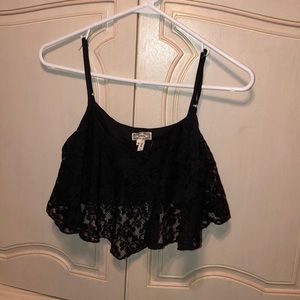 Black lace crop top